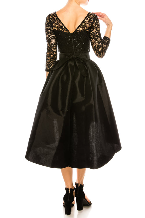 Long Sleeve Sequin High Low Flare Party Dress (6 Pieces)