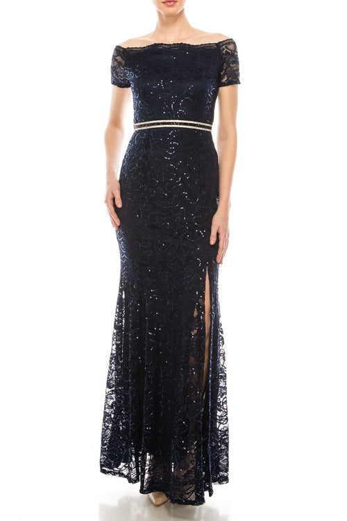 Long Sleeve Sequin Mesh Long Party Dress (6 Pieces)